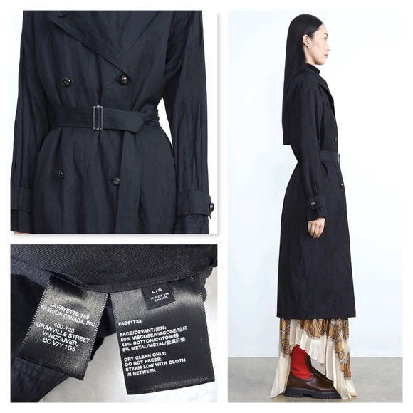 Lafayette 148 black belted trench coat - Picture 4 of 15